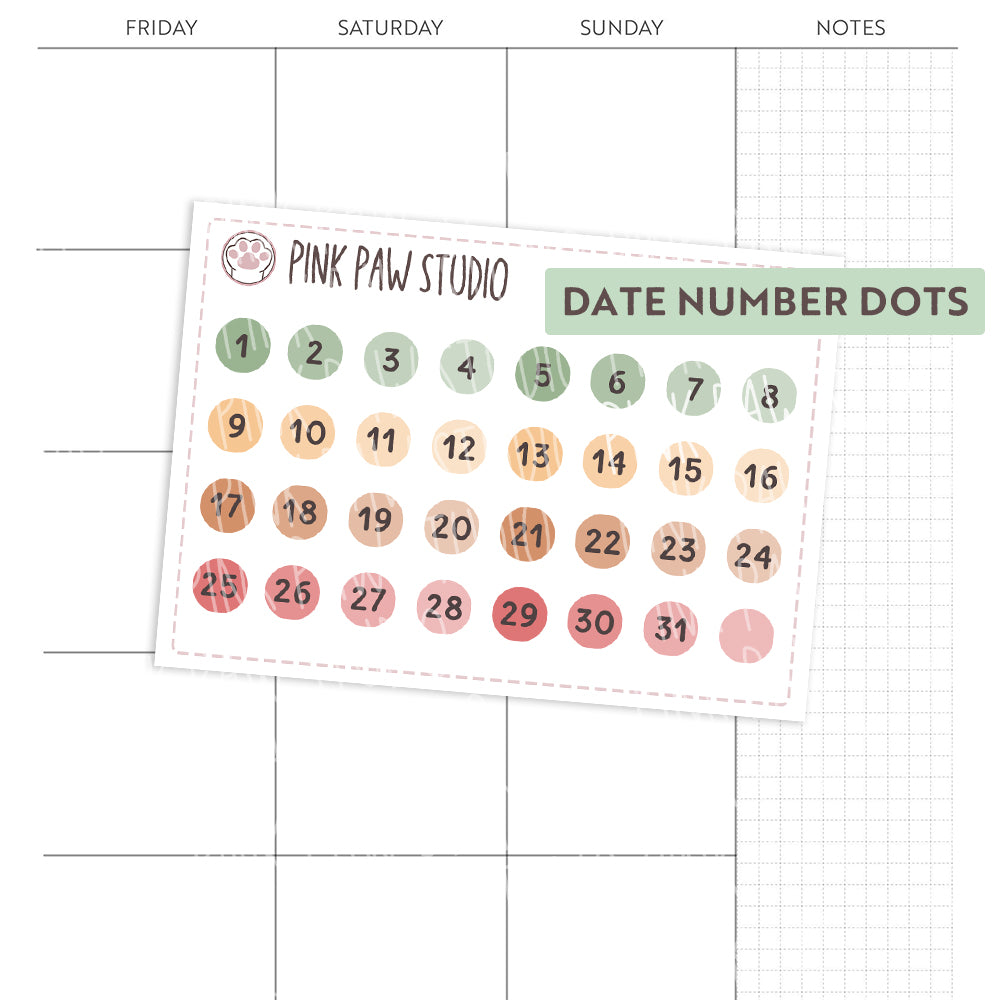 Date number dots - Coffee Time