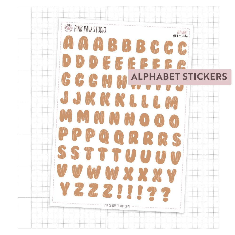 Alphabet Stickers - July