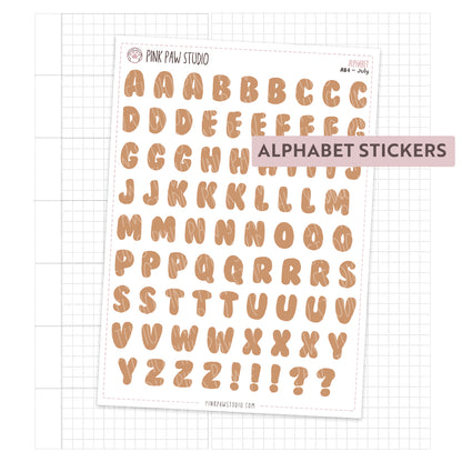 Alphabet Stickers - July