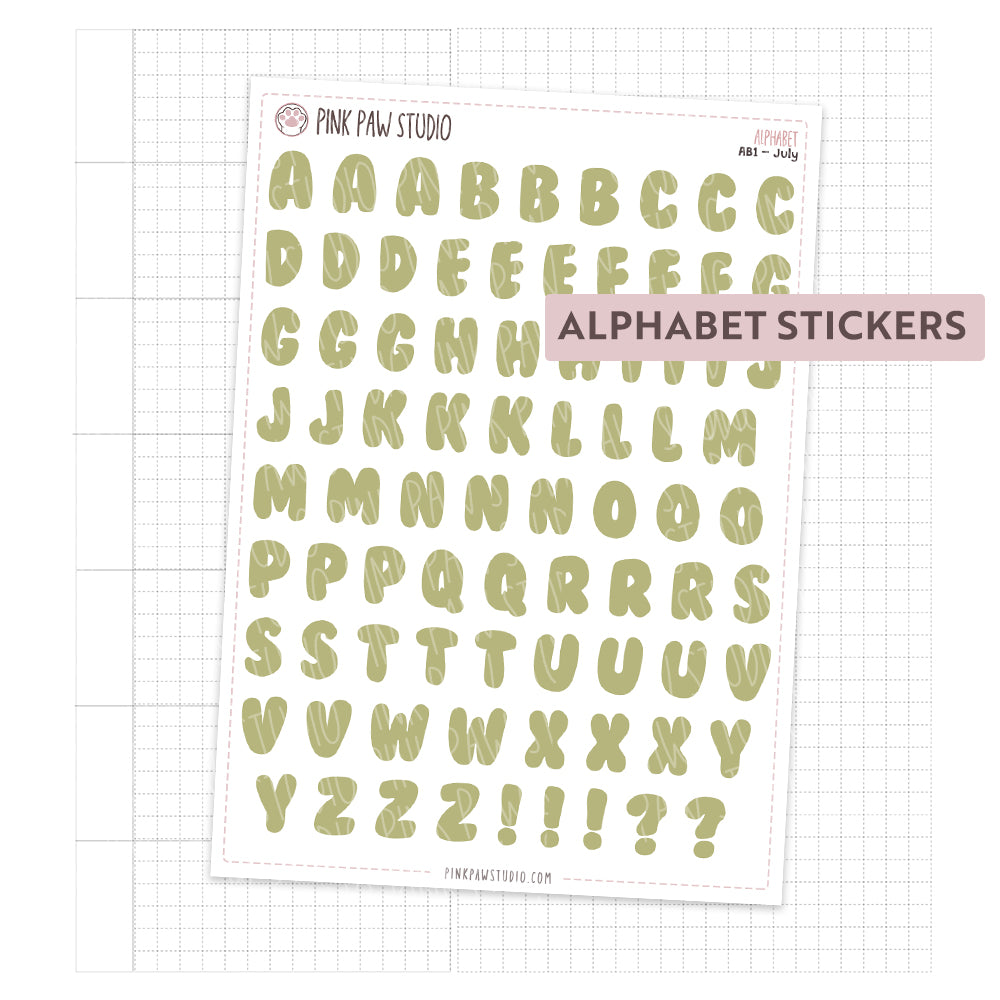 Alphabet Stickers - July
