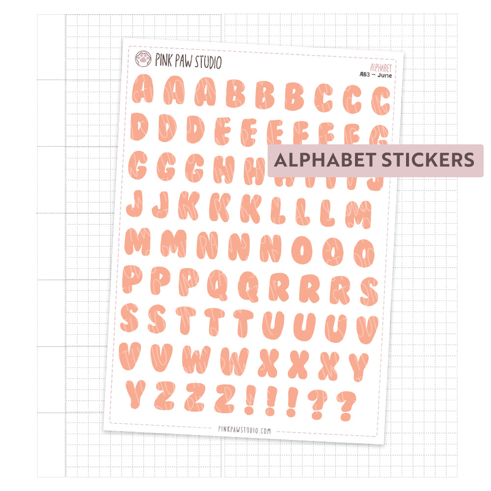 Alphabet Stickers - June