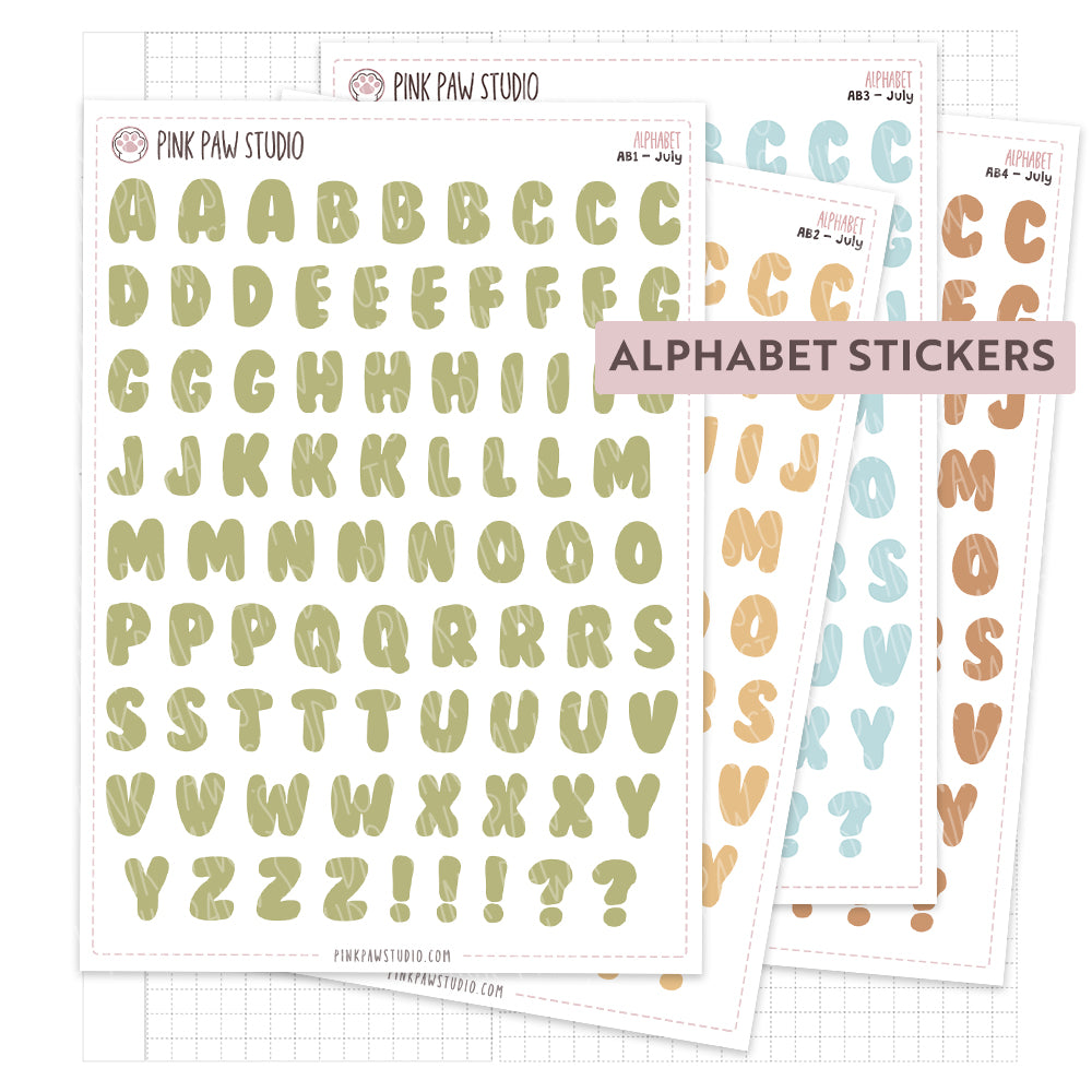 Alphabet Stickers - July