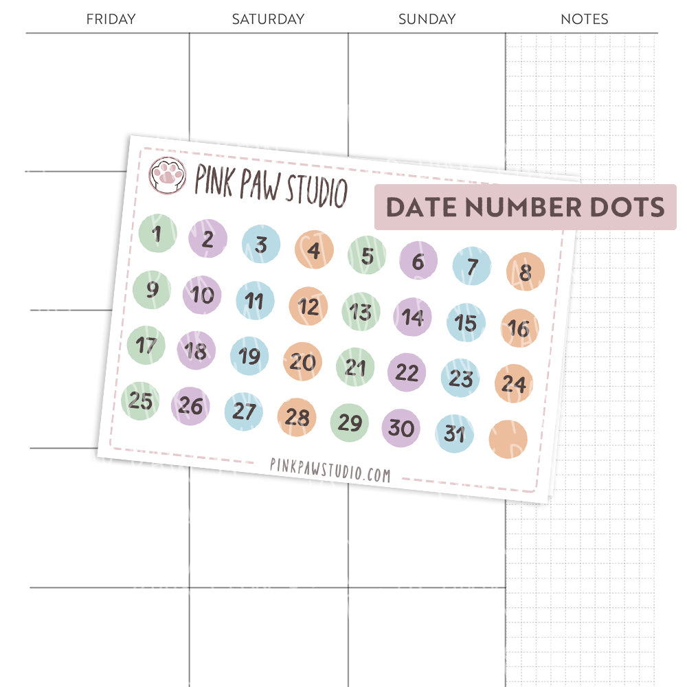 Date number dots - January