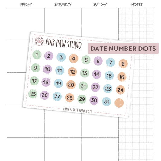 Date number dots - January