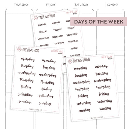 Text words: DAYS OF THE WEEK
