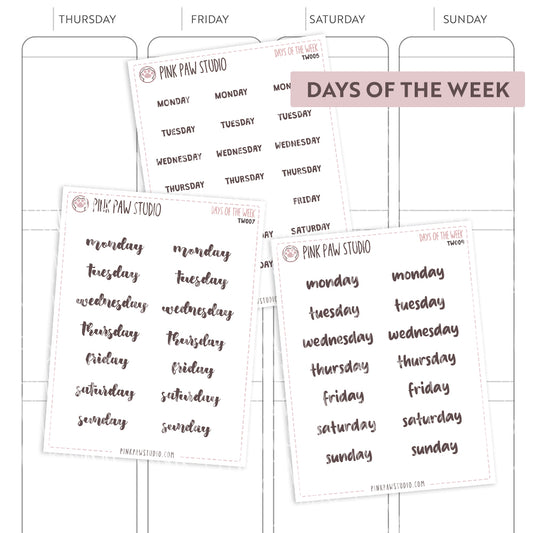 Text words: DAYS OF THE WEEK