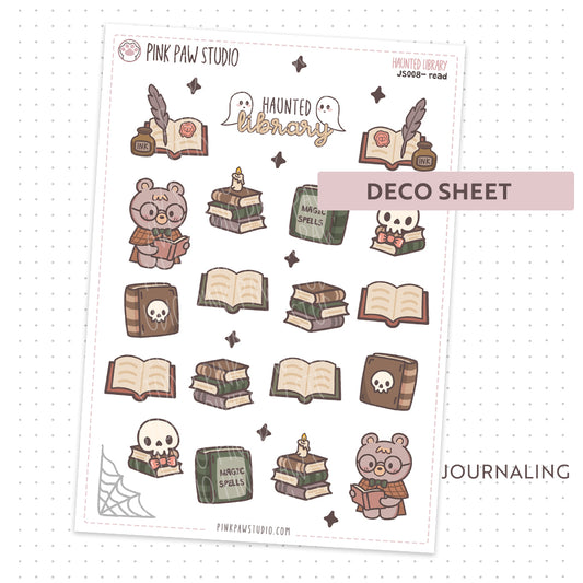 Haunted Library Journal stickers - read