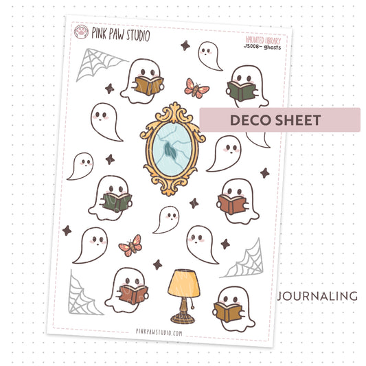 Haunted Library Journal stickers - ghosts