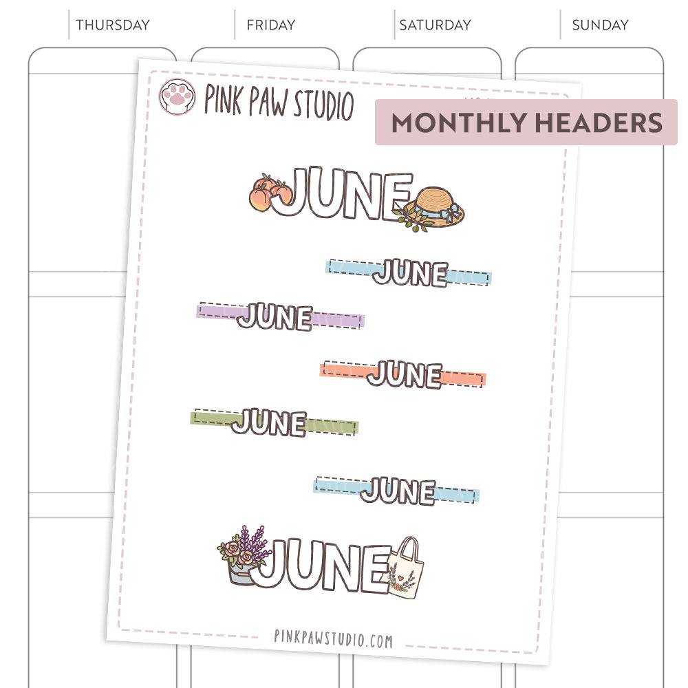 Monthly headers - June