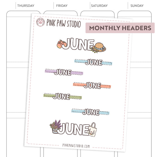 Monthly headers - June