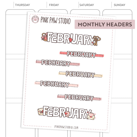 Monthly headers - February