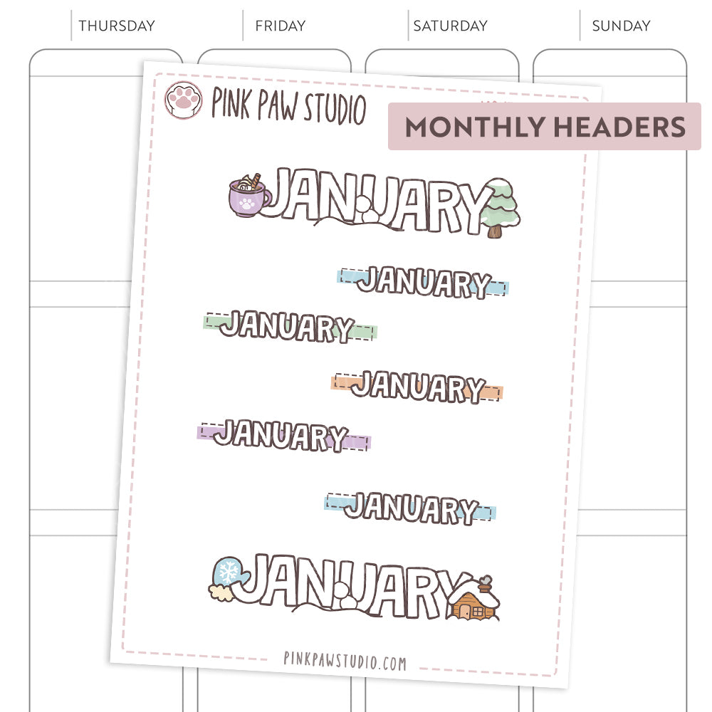Monthly headers - January