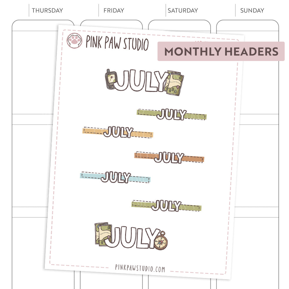 Monthly headers - July
