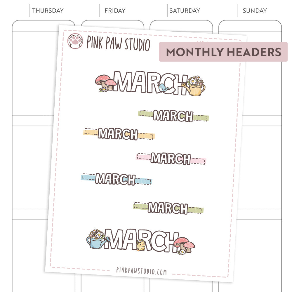 Monthly headers - March