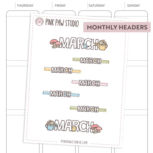 Monthly headers - March