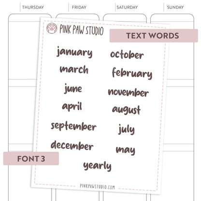 Text words: MONTHS