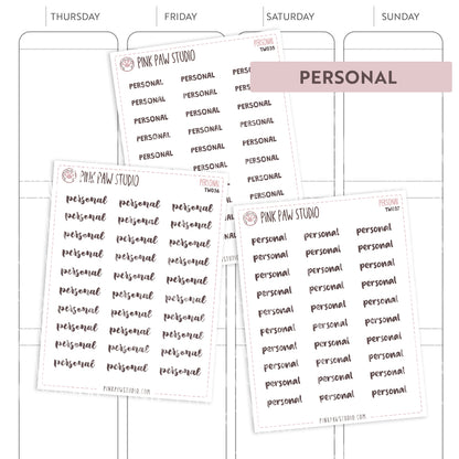 Text words: PERSONAL