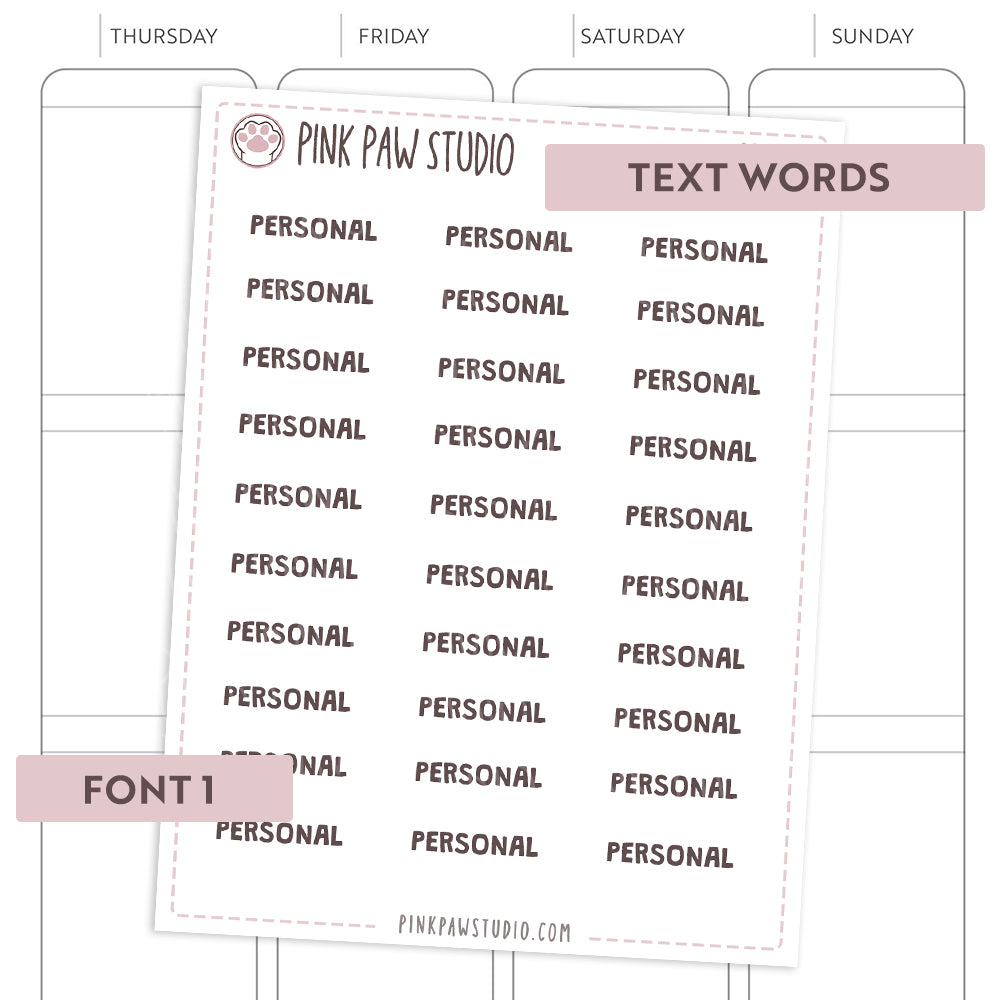 Text words: PERSONAL