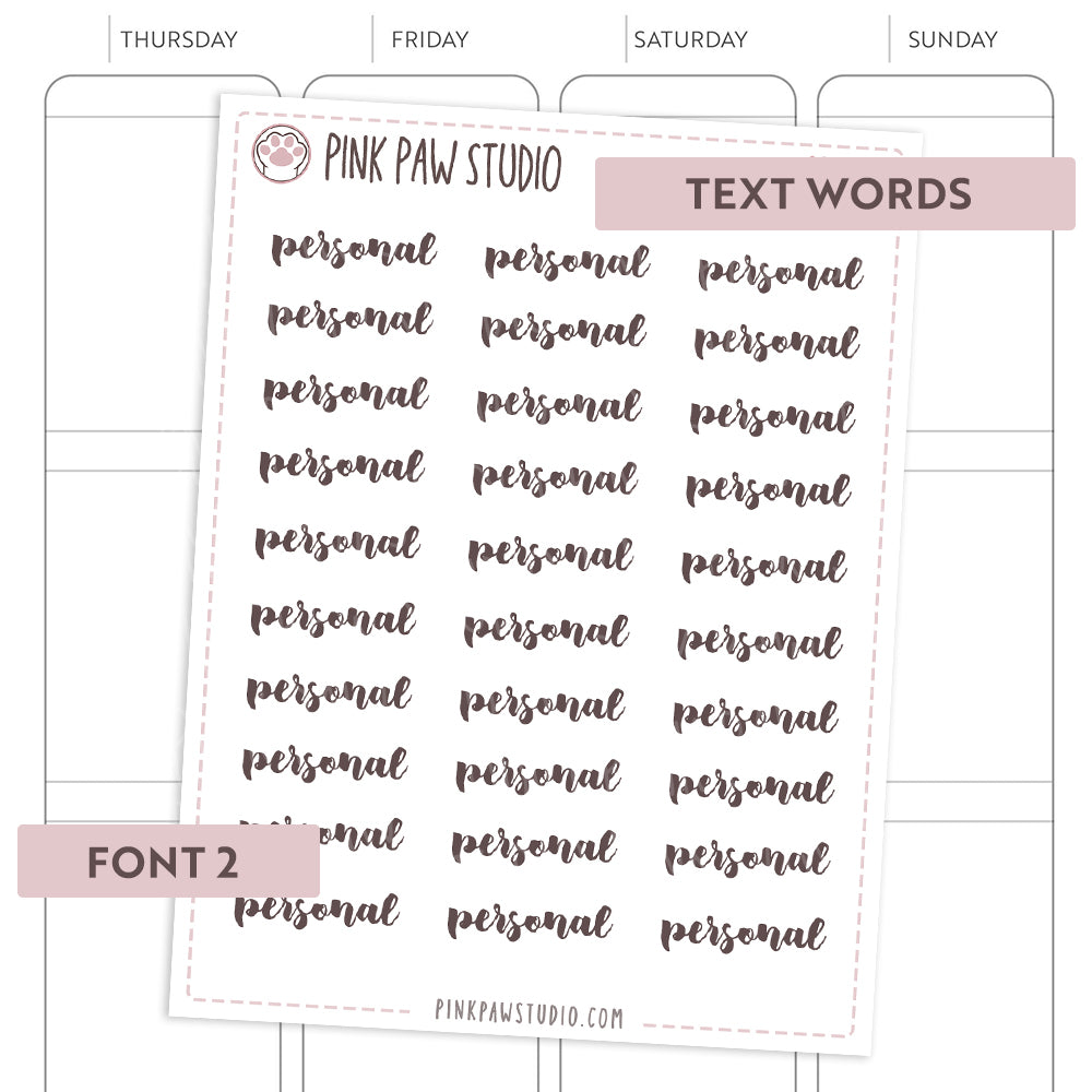 Text words: PERSONAL