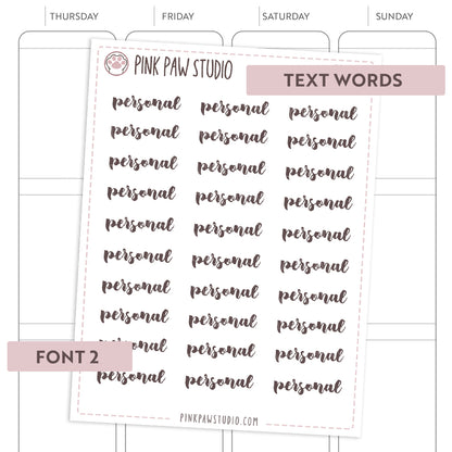 Text words: PERSONAL