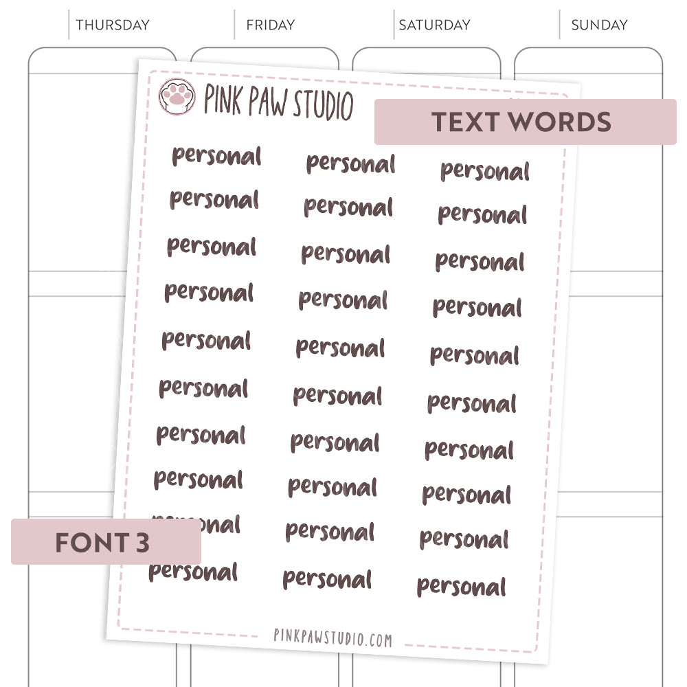 Text words: PERSONAL
