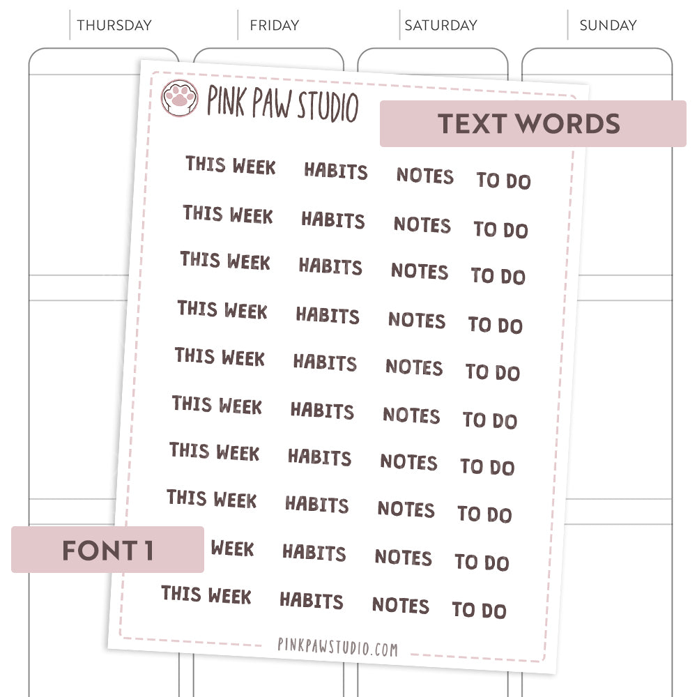 Text words: THIS WEEK
