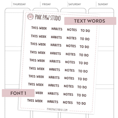Text words: THIS WEEK
