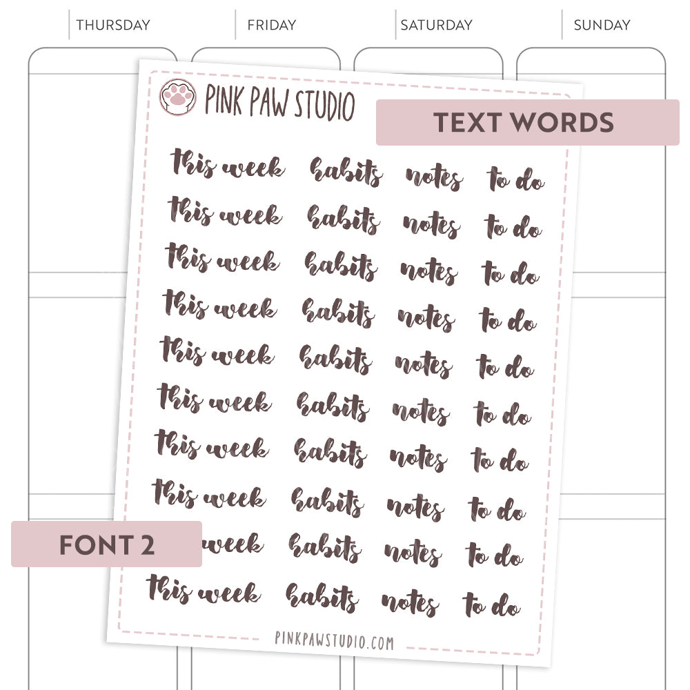 Text words: THIS WEEK