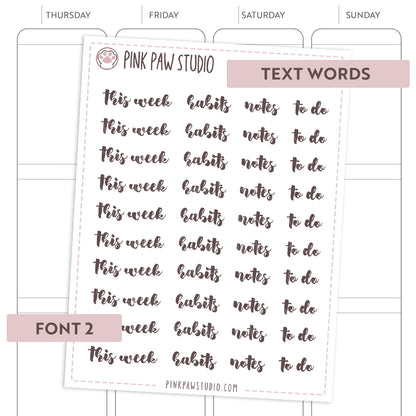 Text words: THIS WEEK