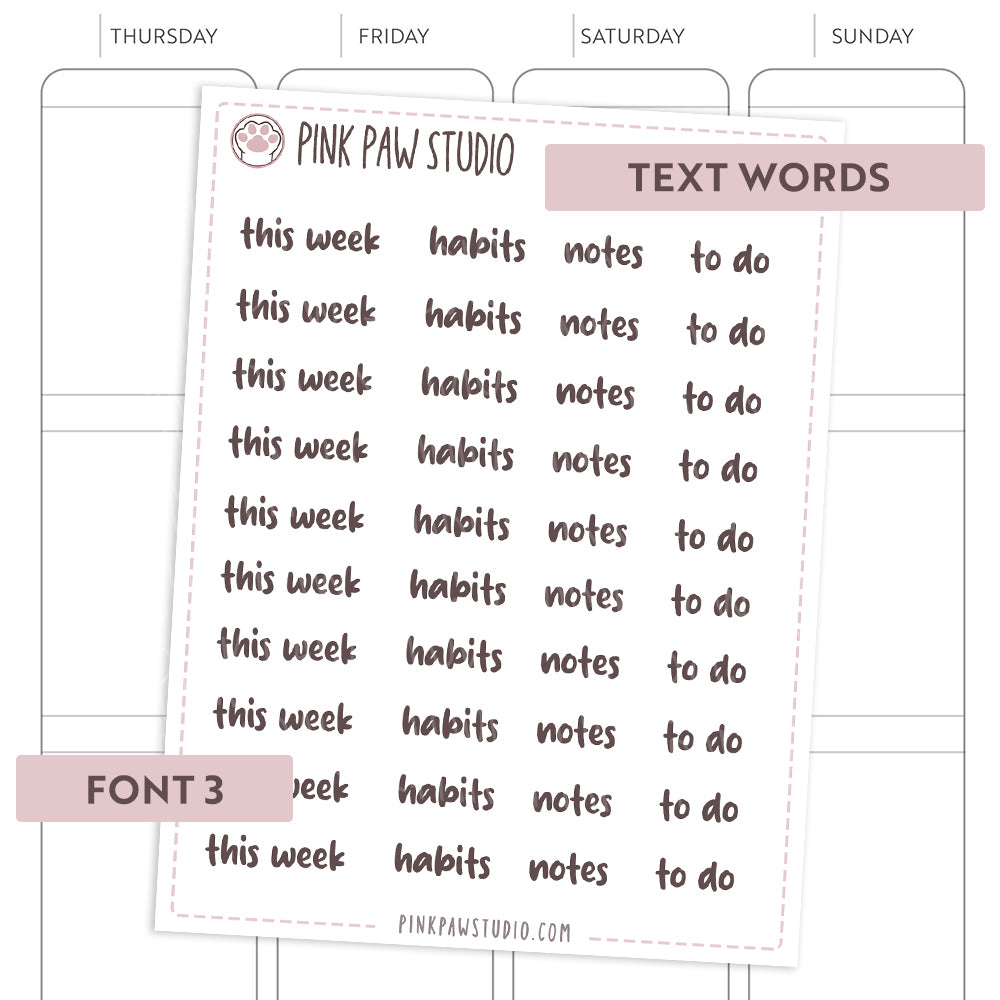Text words: THIS WEEK