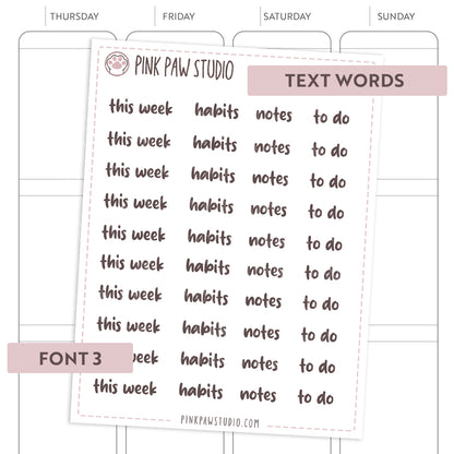 Text words: THIS WEEK