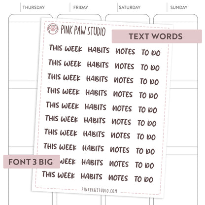 Text words: THIS WEEK